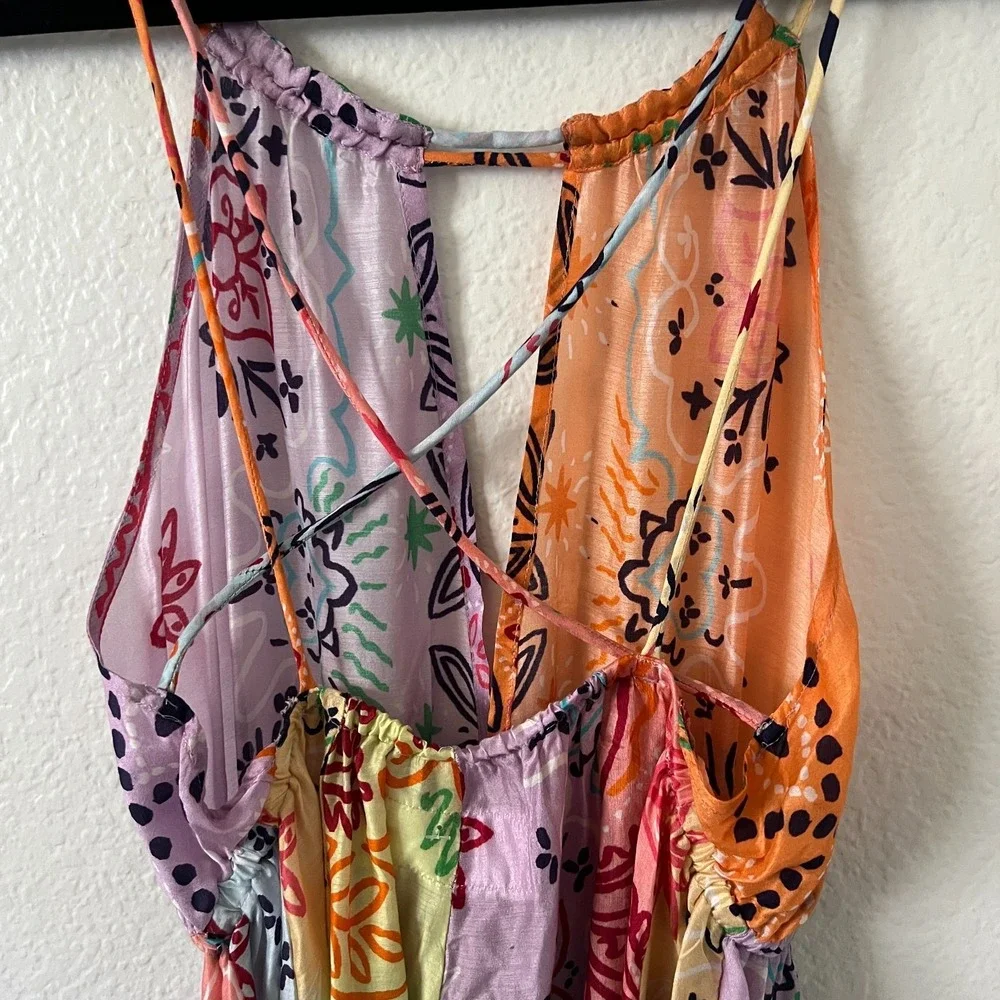 NWT Sundress X Revolve Sz M Crystal Saint Tropez Mini Dress Patchwork Vacation - Picture 8 of 10